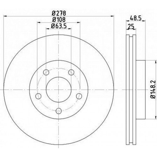 ÖN FREN AYNASI ADET FOCUS 04-12 CMAX 07-10 S40 06-10 C30 10-12 C70 06-13 V50 05-12 278x25x5DLxHVLI