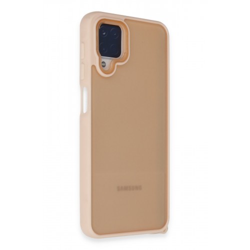 Newface Samsung Galaxy A12 Kılıf Elegant Kapak - Pudra