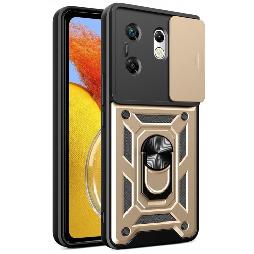 Newface İnfinix Zero 30 4G Kılıf Pars Lens Yüzüklü Silikon - Gold