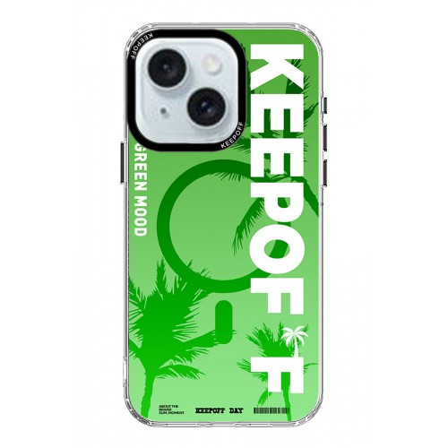 Keep Off iPhone 15 Summer Travel Magsafe Kapak - Green Mood