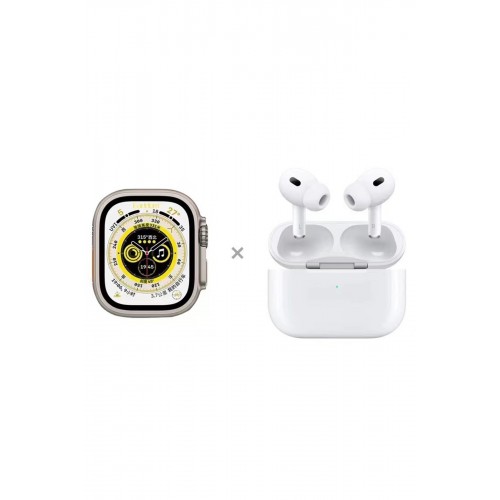 Earldom SW9 Akıllı Saat ve Airpods Kulaklık Set - Gümüş