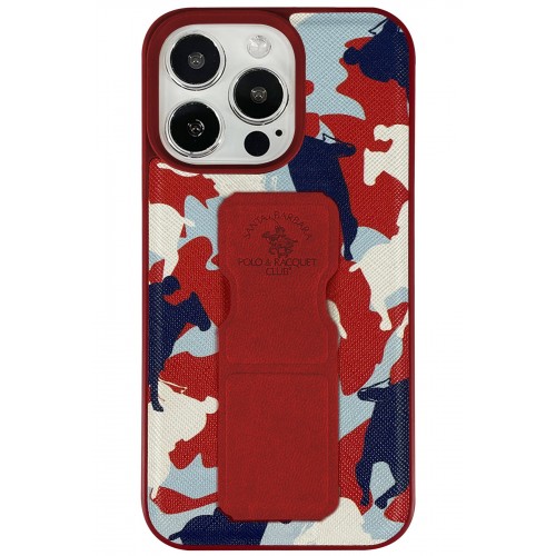 Santa Barbara Polo Racquet Club iPhone 13 Pro Max Enos Standlı Kapak - Kırmızı