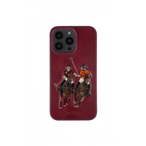 Santa Barbara Polo Racquet Club iPhone 13 Pro Max Jockey Deri Kapak - Kırmızı