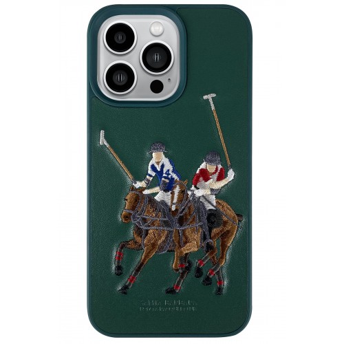 Santa Barbara Polo Racquet Club iPhone 13 Pro Max Jockey Deri Kapak - Yeşil