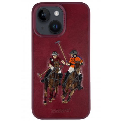 Santa Barbara Polo Racquet Club iPhone 14 Jockey Deri Kapak - Kırmızı