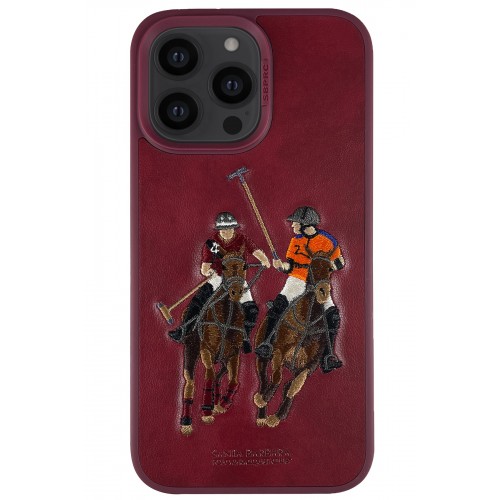 Santa Barbara Polo Racquet Club iPhone 14 Pro Max Jockey Deri Kapak - Kırmızı