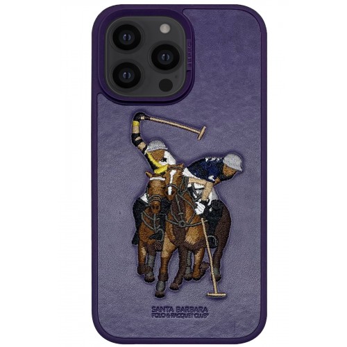 Santa Barbara Polo Racquet Club iPhone 14 Pro Max Jockey Deri Kapak - Mor