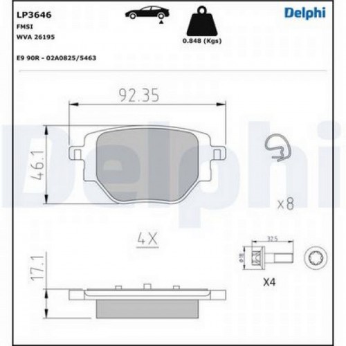 ÖN FREN BALATASI CORSA F 19 C4 20 2008 19 208 19 249 mm