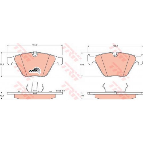 FREN BALATASI ÖN (BMW 5 SERISI (E60)(E61) (07/03-) 520I (07.2003-) [WVA 23312] - [ 155,3X68,5X19,8 MM ] -