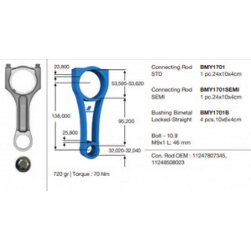 PİSTON KOLU BMW 120D-320D-325D-330D-430D-520D-525D-530D-550D-640D-730D-750D-M50D-X3-X4-X5-X62.0-3.0C