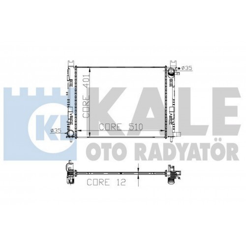 SU RADYATÖRÜ [ RENAULT CLIO IV, CAPTUR I, DACIA LOGAN II, SANDERO II 0.9/1.2/1.5 2012 -, DUSTER, DOKKER, LODGY 1.2/1.5/1.6 2012 - ] 12 MM BRAZING