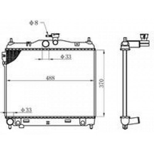 RADYATÖR BRAZİNG GETZ 03-05 1.3-1.6 MEK AC KLİMASIZ 370x488x16