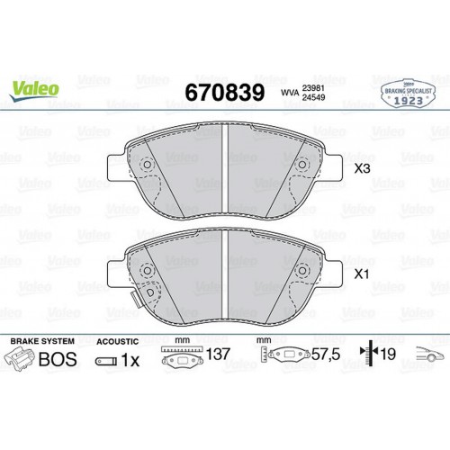 ÖN BALATA CORSA D 1.3 CDTI 07/06 FIAT 500 0.9 12 1.4 1.3D 12 1.6D12