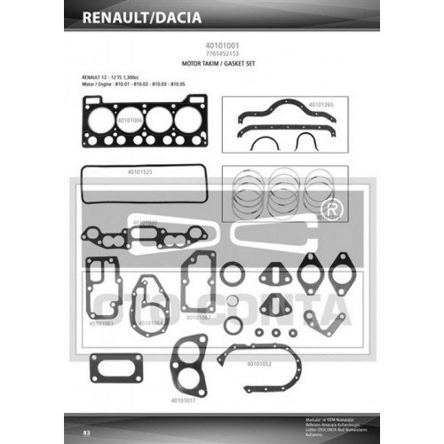 MOTOR TAKIM CONTA 1300 RENAULT R12