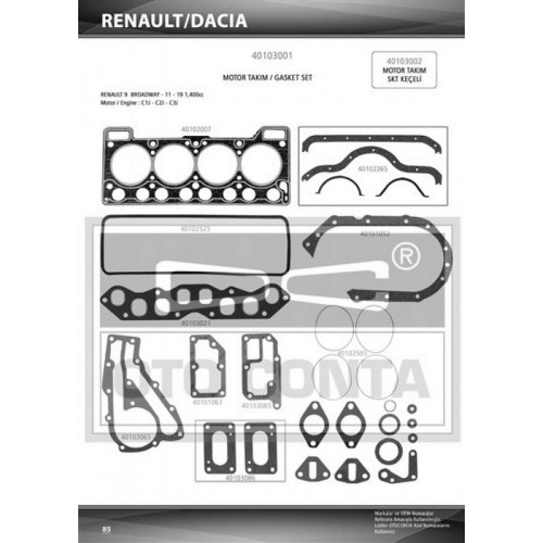 MOTOR CONTA TAKIM BENZİNLİ 1400 RENAULT R9