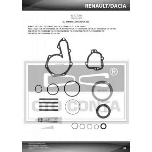 ALT TAKIM SIVI CONTASI RENAULT FLASH R9 DİZEL-EXP (KEÇELİ)