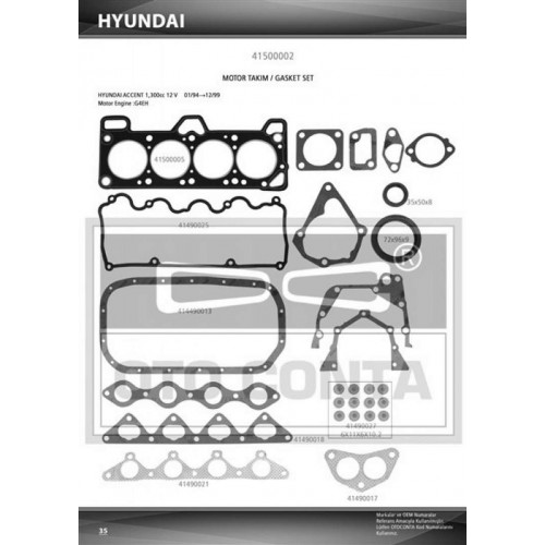 TAKIM CONTASI KECELİ HYÜNDAİ ACCENT 1.3 12V