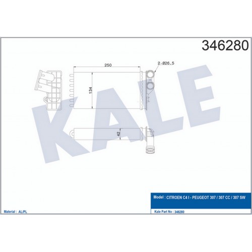 KALORİFER RADYATÖRÜ [ CİTROEN C4 , PEUGEOT 307 DV6 1.6HDİ / 2.0HDİ 16V 2004- ]