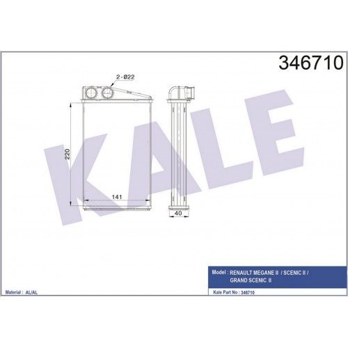 KALORİFER RADYATÖRÜ [ RENAULT MEGANE II , SCENİC II , GRAND SCENİC II BRAZING ]