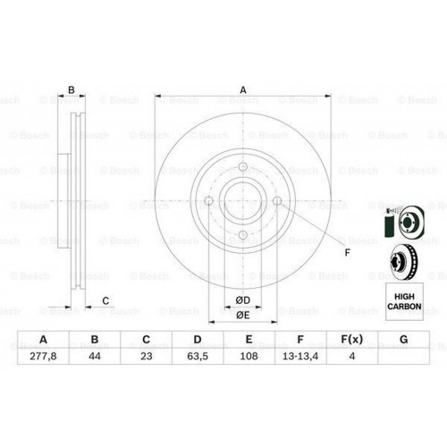 FREN DİSKİ ÖN HAVALI [ FORD B-MAX 1.4 / 1.5 / 1.6 2012 - , FİESTA VI 1.0 / 1.5TDCİ / 1.6 2009 ]