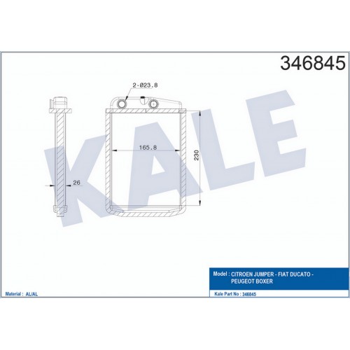 KALORİFER RADYATÖRÜ DUCATO III-BOXER III 230X163X26