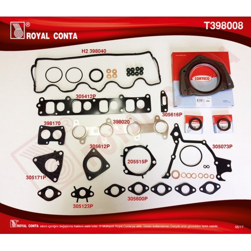 MOTOR TAKIM CONTA KEÇELİ S LASTİKLİ DOBLO-PUNTO 1.9 JTD 182.B9.000- 188.A2.000 MOTOR SKC SİZ