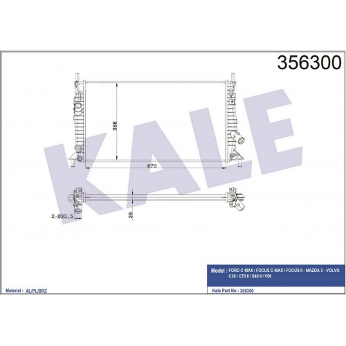 RADYATÖR FOCUS 1.6TDCI 03-10 670x368x26 AL-PL-BRZ