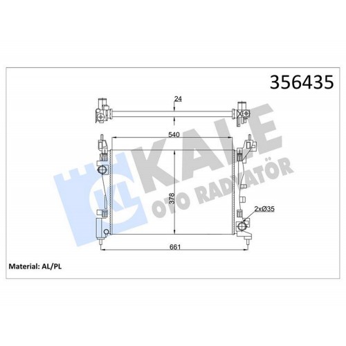 RADYATÖR FIAT GRANDE PUNTO-PUNTO-FIORINO-QUBO 1.2 1.4 1.4 16V 05 MT AC/NAC 24MM AL/MKNK 540X378X24