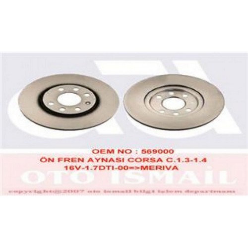 ÖN FREN AYNASI CORSA C Z14 Y17DT 00-03 1.3CDTİ03 COMBO 01-03 1.3CDTİ 04 TIGRA 04 260x23.9x6D