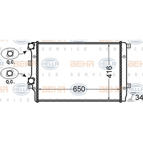 8MK376726-704 RADYATÖR VW CADDY III 1.9 TDI 04-10 GOLF V 1.4 TSI-1.9 TDI 04-08 AC KLİMASIZ ME K 650x416x34