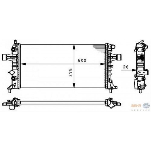 8MK376710-324 RADYATÖR ASTRA G-ZAFIRA 1.4 16V-1.6 16V-1.8 16V-2.0 16V-2.2 16V AC KLİMASIZ MEK OTO M 600x375x26