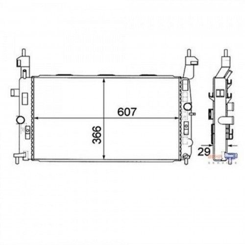 8MK376771-221 RADYATÖR MERIVA 1.4 16V Twinport-1.6-1.6 16V-1.8: AC KLİMASIZ MEK 607x366x29