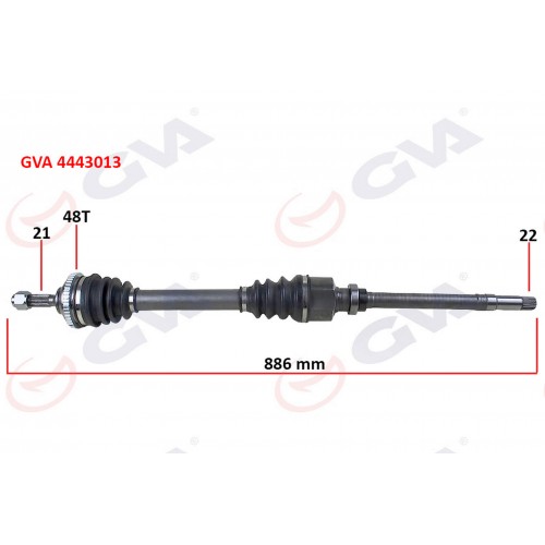 KOMPLE AKS SAĞ PEUGEOT 206 1.6i 98-06 TU5 ABS Lİ 48 DİŞ 886mm