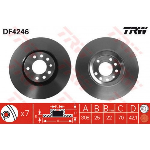 ÖN FREN AYNASI ASTRA G-H-ZAFIRA 01 MERIVA B-SSAB 9-3 1.6-2.0-1.9CDTI 308x25x7DLxHAVALI