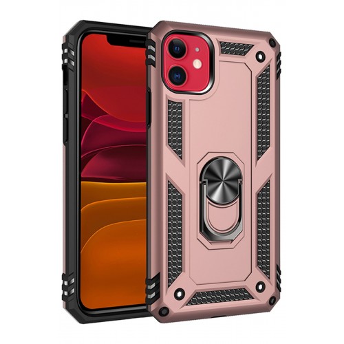 Newface iPhone 11 Kılıf Sofya Yüzüklü Silikon Kapak - Rose