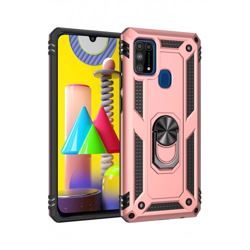 Newface Samsung Galaxy M31 Kılıf Sofya Yüzüklü Silikon Kapak - Rose