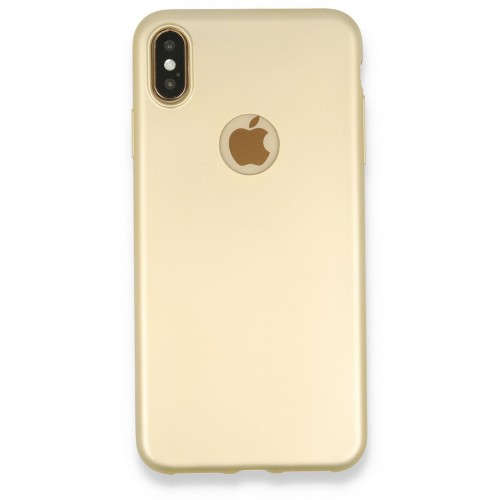 Newface iPhone XS Max Kılıf Premium Rubber Silikon - Gold