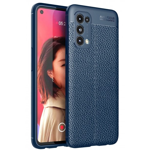 Newface Oppo Reno 5 Kılıf Focus Derili Silikon - Lacivert