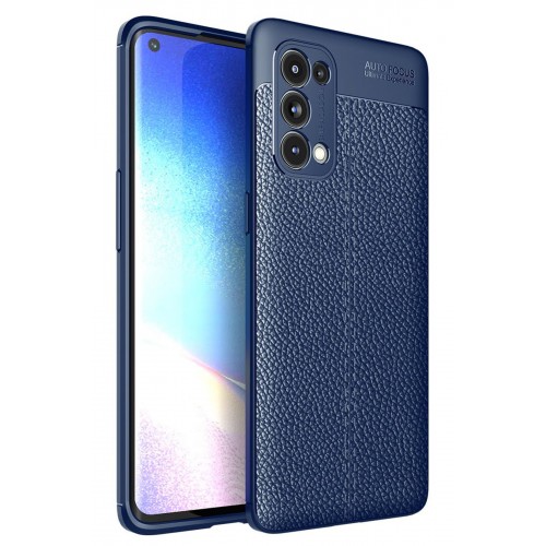 Newface Oppo Reno 5 Pro Kılıf Focus Derili Silikon - Lacivert