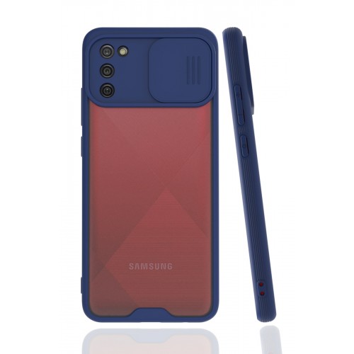 Newface Samsung Galaxy A02S Kılıf Platin Kamera Koruma Silikon - Lacivert