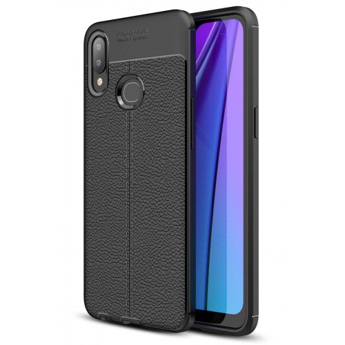 Newface Samsung Galaxy A10S Kılıf Focus Derili Silikon - Siyah