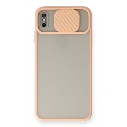 Newface iPhone XS Kılıf Palm Buzlu Kamera Sürgülü Silikon - Pembe