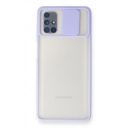 Newface Samsung Galaxy M51 Kılıf Palm Buzlu Kamera Sürgülü Silikon - Lila