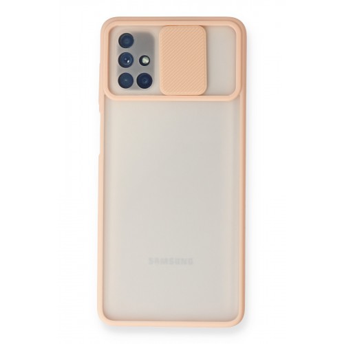 Newface Samsung Galaxy M51 Kılıf Palm Buzlu Kamera Sürgülü Silikon - Pembe