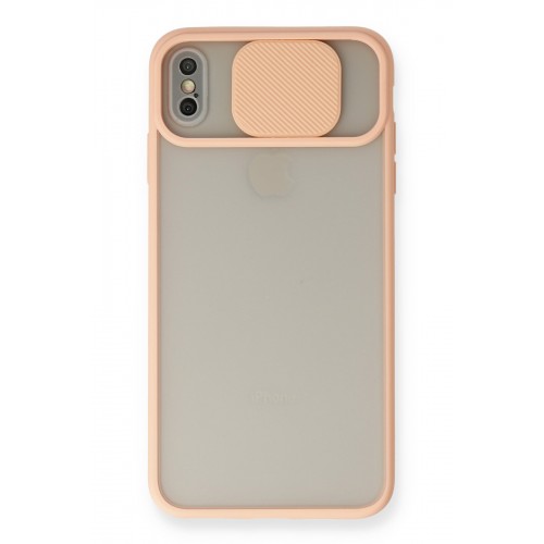 Newface iPhone XS Max Kılıf Palm Buzlu Kamera Sürgülü Silikon - Pembe