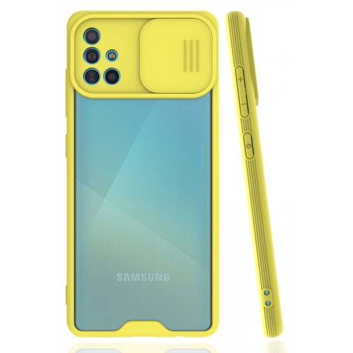 Newface Samsung Galaxy A51 Kılıf Platin Kamera Koruma Silikon - Sarı