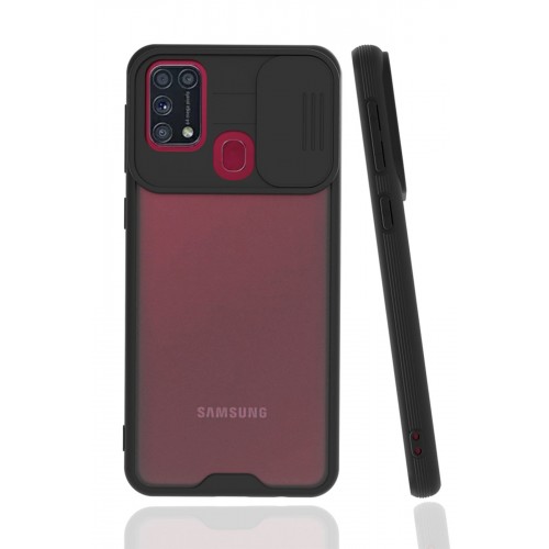 Newface Samsung Galaxy M31 Kılıf Platin Kamera Koruma Silikon - Siyah