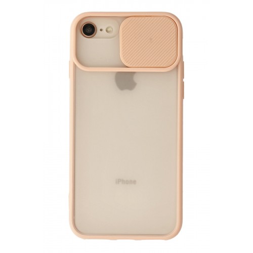 Newface iPhone 7 Kılıf Palm Buzlu Kamera Sürgülü Silikon - Pembe