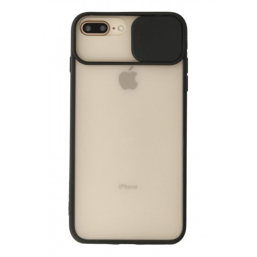 Newface iPhone 8 Plus Kılıf Palm Buzlu Kamera Sürgülü Silikon - Siyah