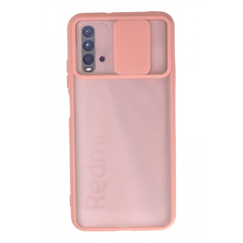 Newface Xiaomi Redmi Note 9 4G Kılıf Palm Buzlu Kamera Sürgülü Silikon - Pembe